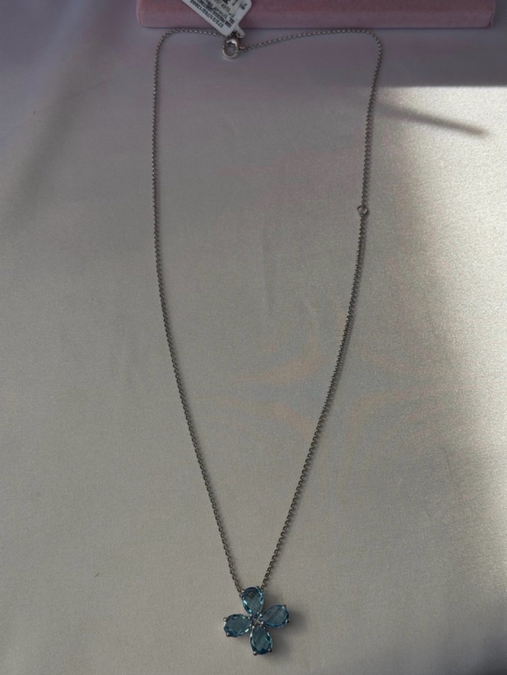 R.H. Macy & Co. Swiss Blue Topaz Clover Pendant Necklace in Sterling Silver - Picture 6 of 8